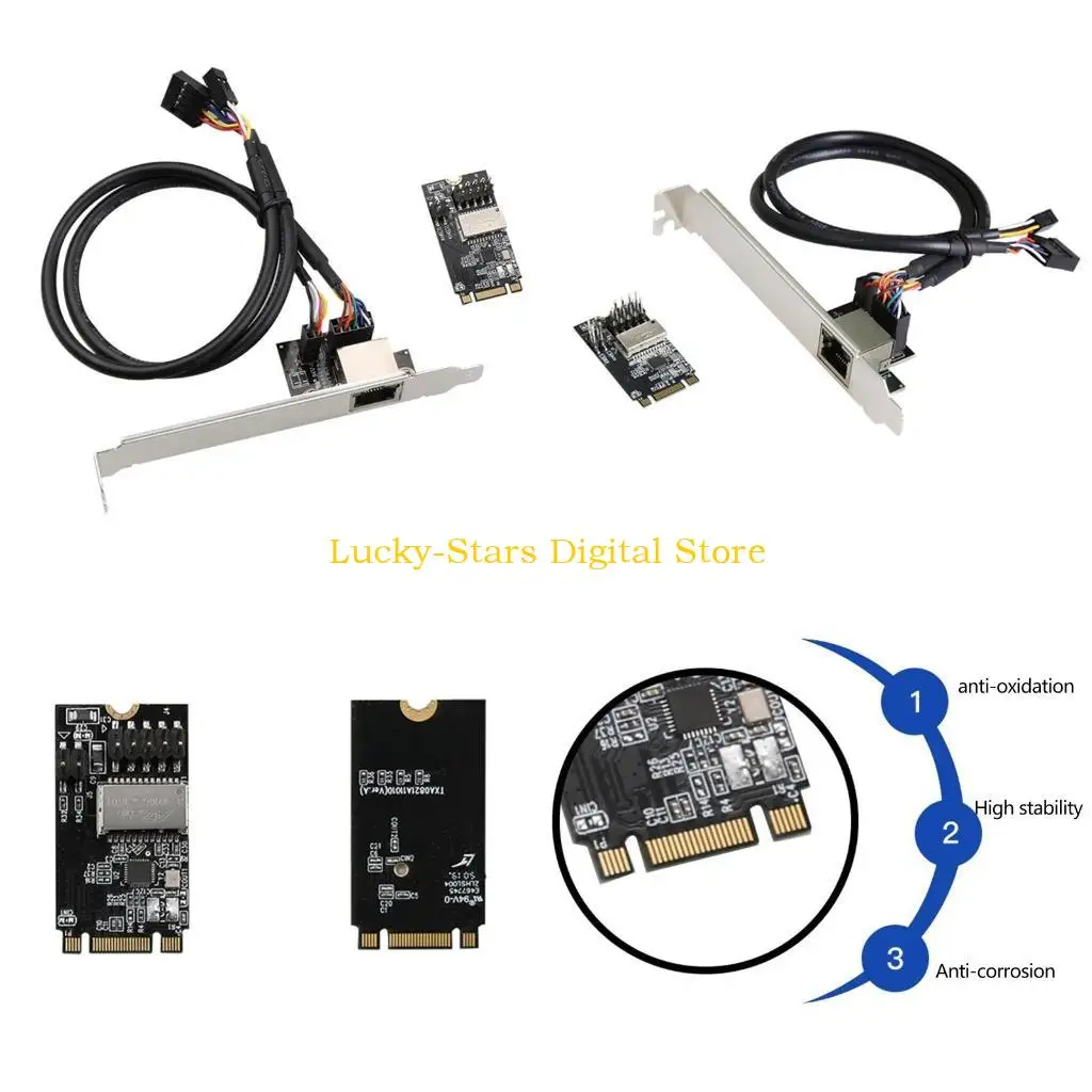 

T3EE TXA082 RTL8111H for M.2(B-Key M-Key) to Gigabit Ethernet Adapter Support 10/100/1000Mbps High Speed Rj45 to PCI-