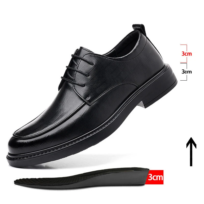 

Elevator Shoes Sandals Men Dress Shoes Leather Men Heighten Formal Shoes Pointed Business Men Oxfords Suit Shoes 38-45