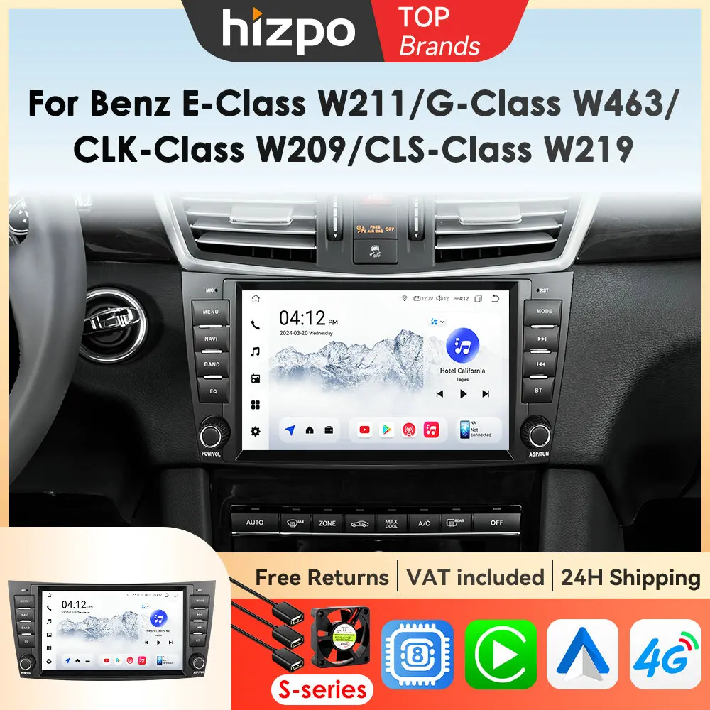 Hizpo 8 Zoll für Mercedes Benz E-Klasse W211 E200 E220 E300 E320 E240 E280 CLS Auto Auto Radio 2Din Android Multimedia GPS Carplay