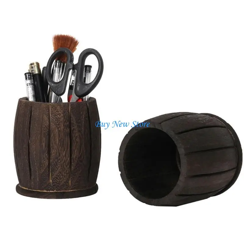 

20CE 2x Wooden Desk Pen Holder Pencil Pot Makeup Brush Storage Box for Dorm