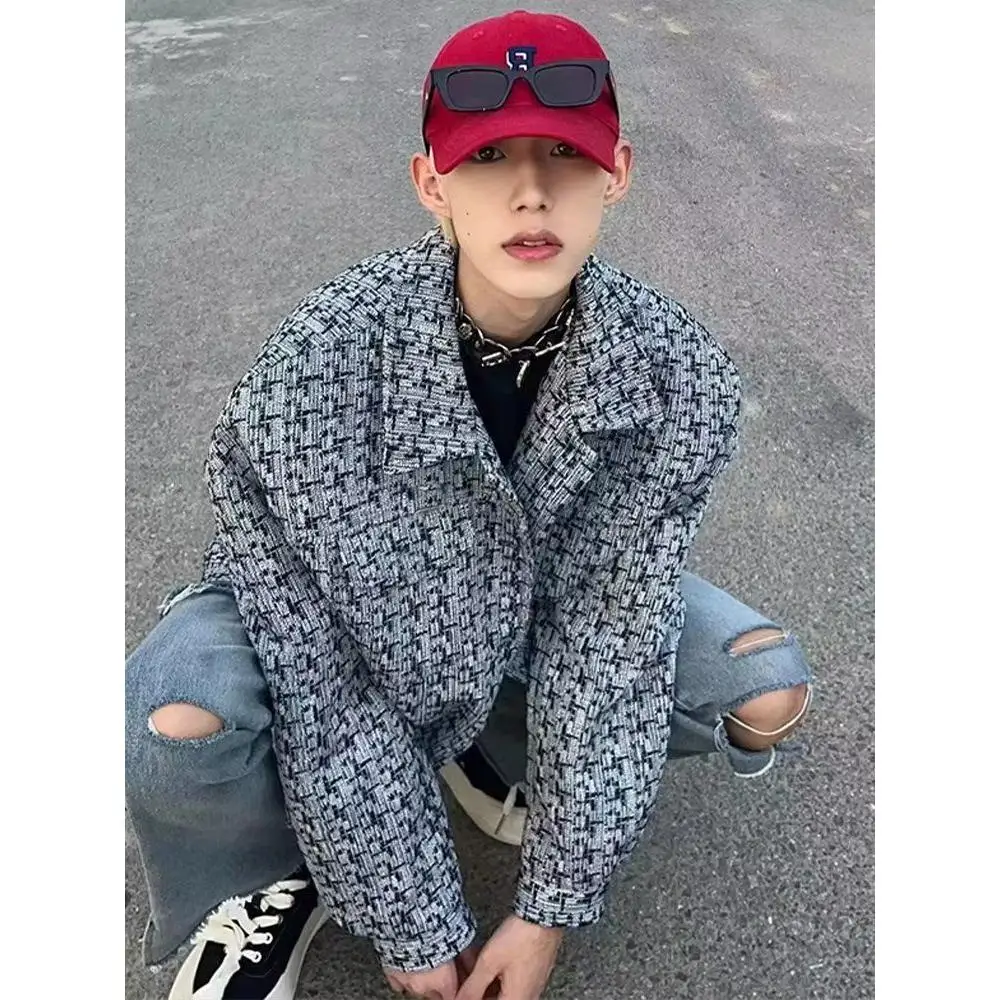 ملابس خارجية غير رسمية منقوشة Jaet للرجال فضفاضة مناسبة للخريف من قماش البوليستر الشبابي بدون حامل داخلي Sve #3