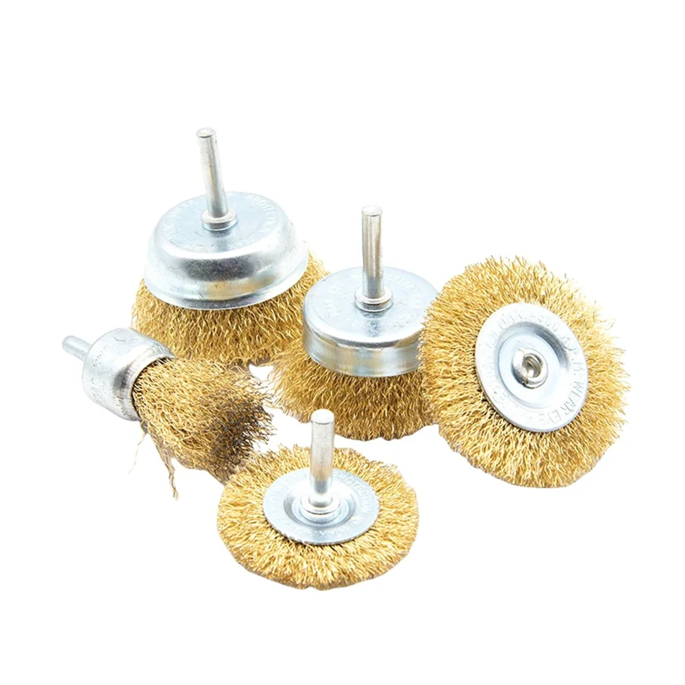 Wire Brush Wheel Cup Brush Set 3/5 Pcs Wire Brush for Drill Round Shank Coarse Carbon Steel Crimped Wire Wheel Tool Accessories