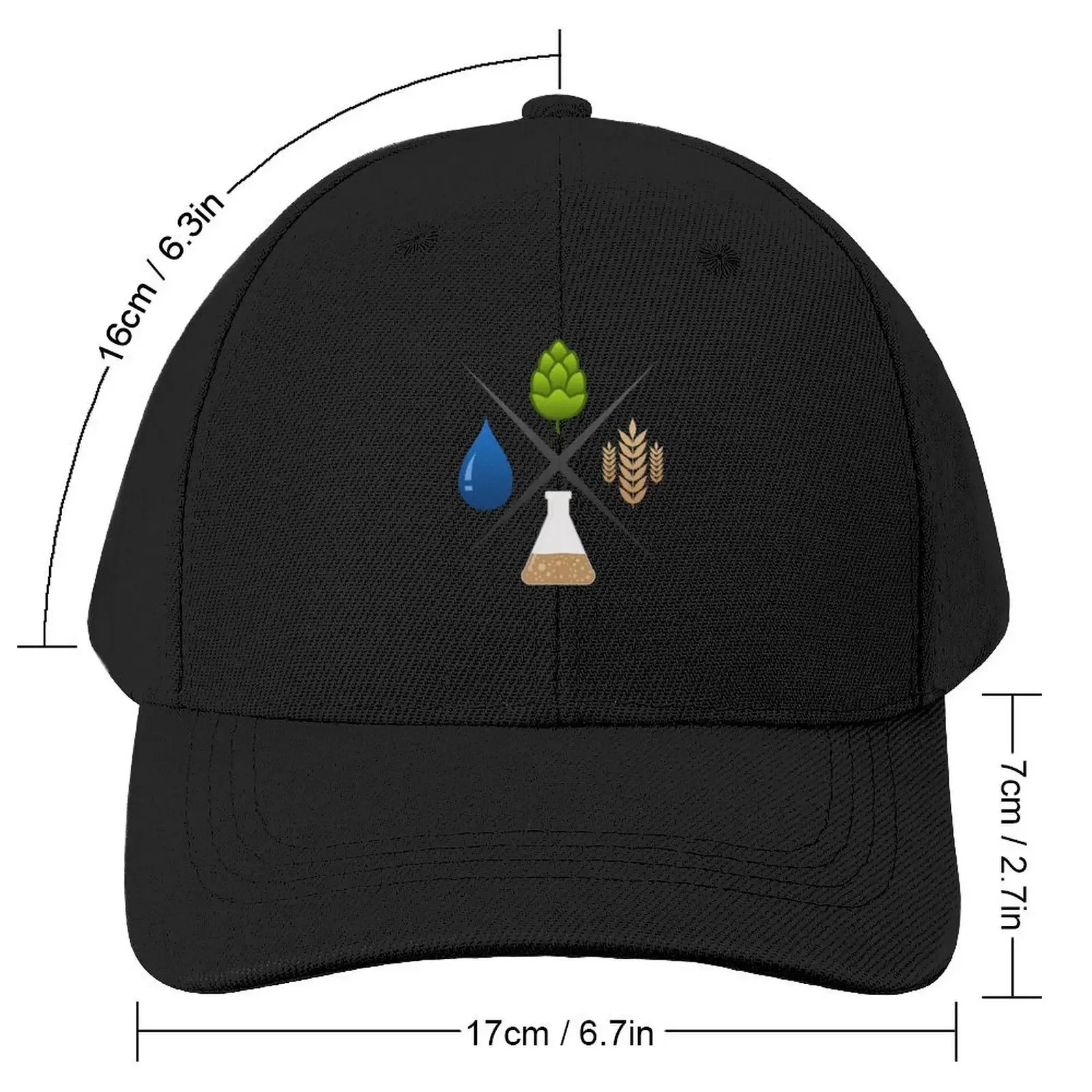 Homebrewing Ingredients Water, Grain, Hops and Yeast Baseball Cap Visor Cosplay Gentleman Hat Hats Man Women's