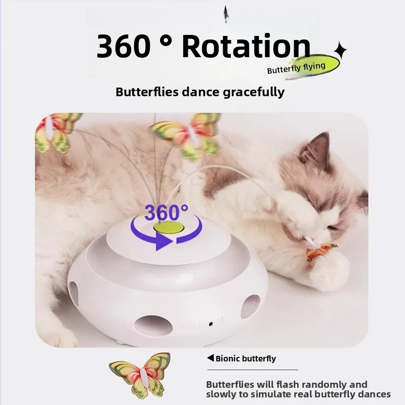 

3 in 1 Smart Cat Toys Automatic Feather Fun Ball Toy Set For Cat Dog 5 Modes Electronic Interactive Pet Toy Accessories