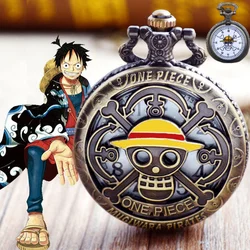 One Piece Luffy skull anime anime peripheral pocket watch retro flip pocket watch necklace creative personalized palace carved
