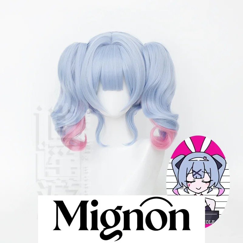 Mignon Rabbit Hole Cosplay Wig Simulation Scalp Top Tiger Clip Twin Tails Halloween Gift
