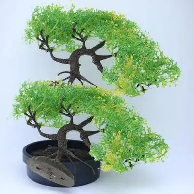 2 pezzi di albero di pino artificiale per acquario bonsai per decorazioni per acquari piante d'acqua realistiche in plastica sicure per acqua dolce salata