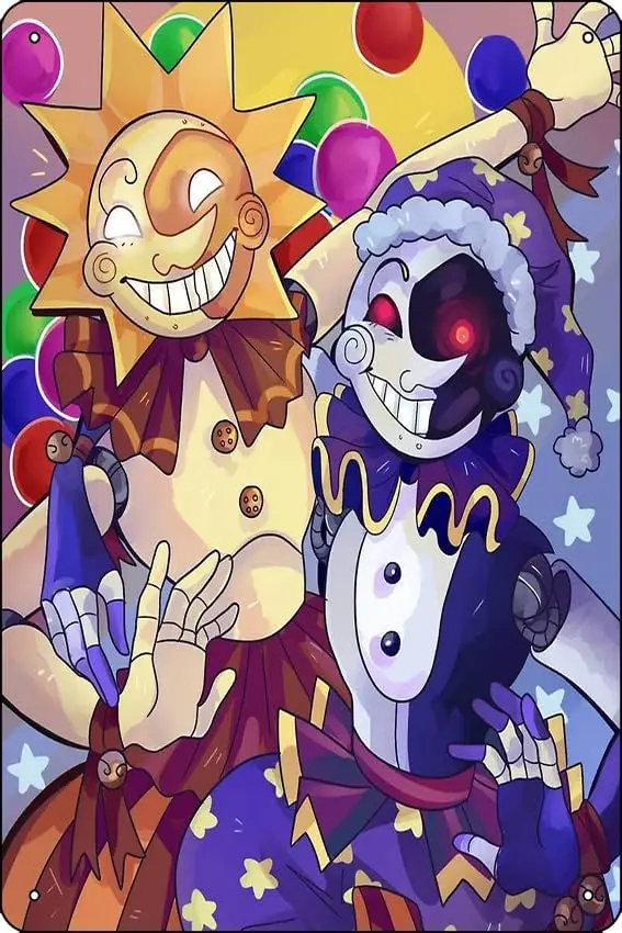TRENDING *FNAF* Sol y Luna Fnaf Cool Sundrop y Moondrop diseño cartel divertido cartel de chapa de Metal para el hogar cocina Bar habitación garaje