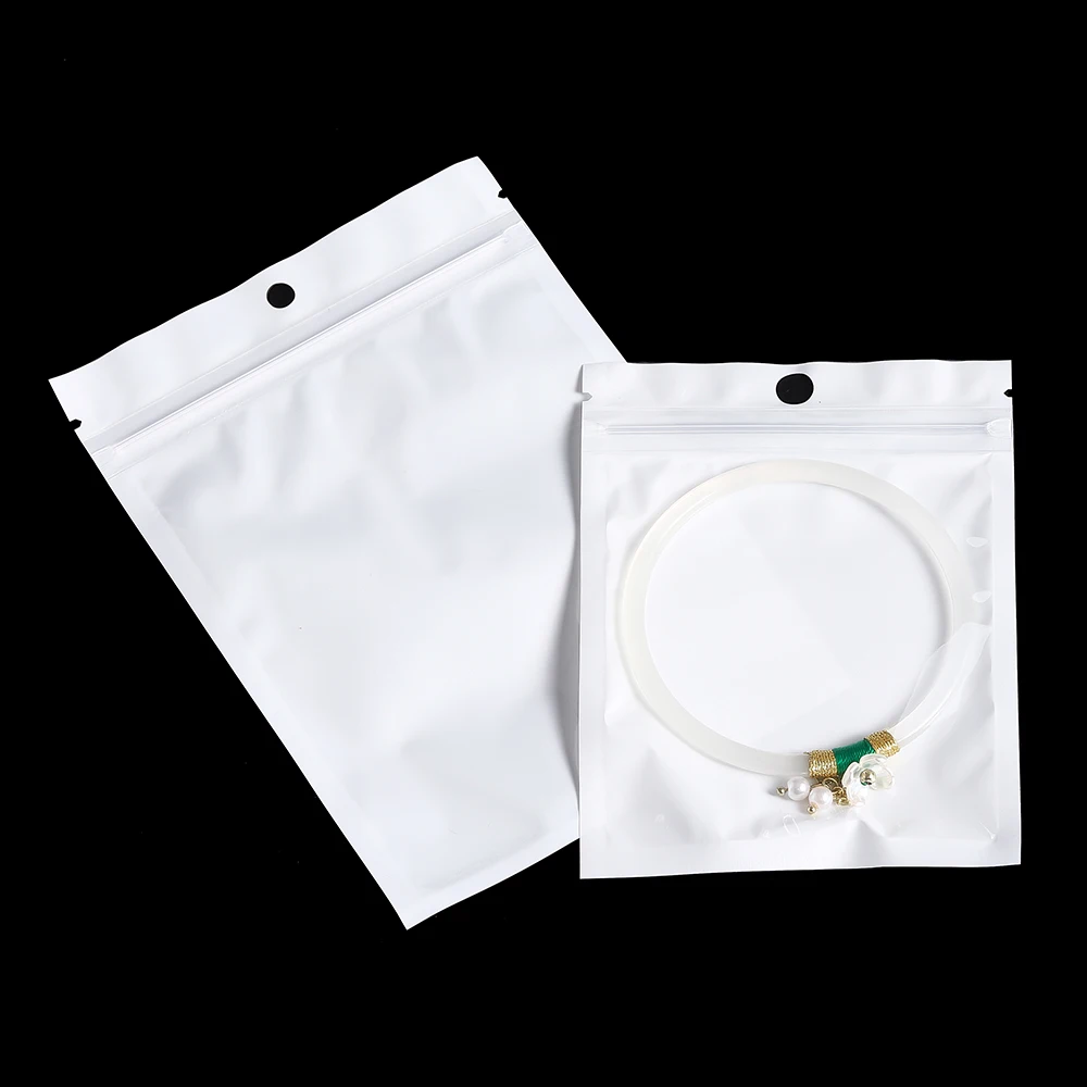 30-100pcs White Plastic Self Sealing Jewelry Bag Ring Necklace Bracelet Ziplock Storage Holder Bag Anti-oxidation Jewelry Bag