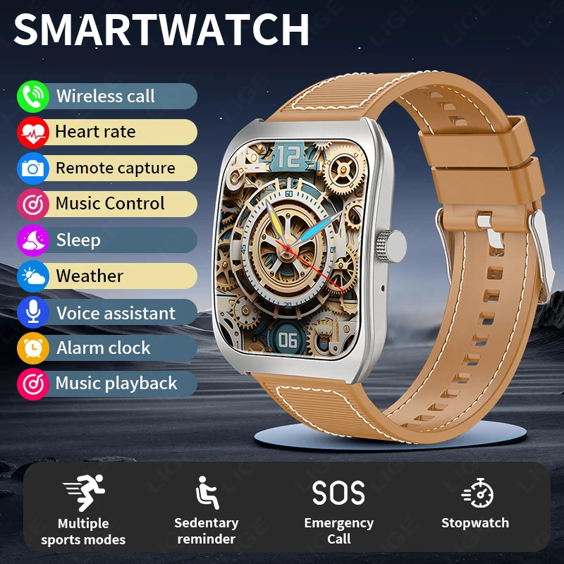 

LIGE Full Touch Screen Bluetooth Call Smart Watch 2025 New Sports Fitness Tracker Voice Assistant Smartwatch For Women Men