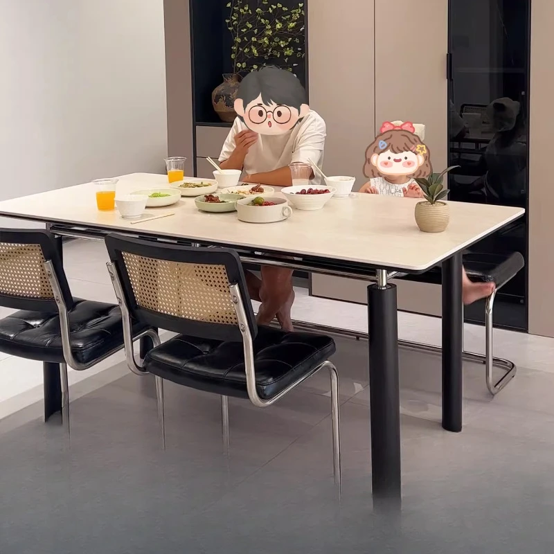 

Slate dining table and chairs, travertine ash wood French black dining table