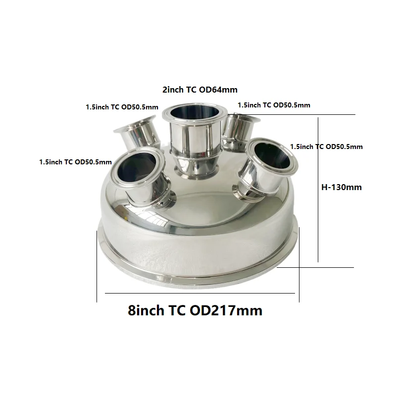 8inch Flange217mm Tri-c Extraction Flat Cover/Cap With 2