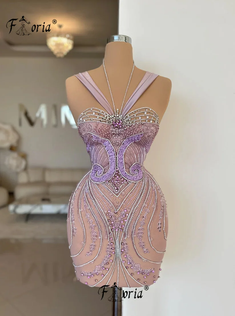 Hatler Sexy Cocktail Dress See Through Crystal Short Prom Dresses 2024 Bling Handmade Beads vestidos para eventos especiales