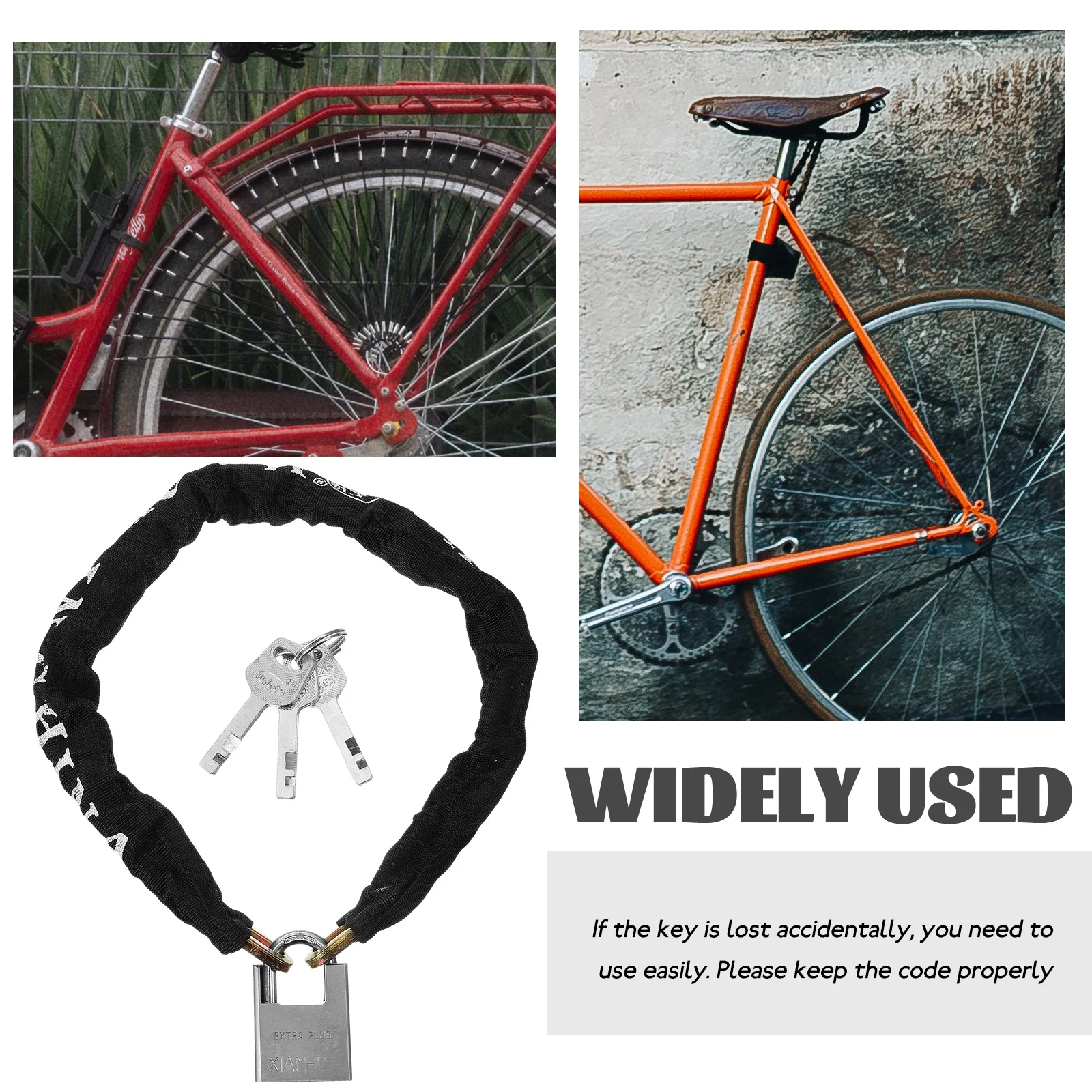 

Bicycle Lock 8cm Long 3cm Thick 8mm Chain High Security Horseshoe Lock Cycling Parts Motorcycle Steel Cable Ebike