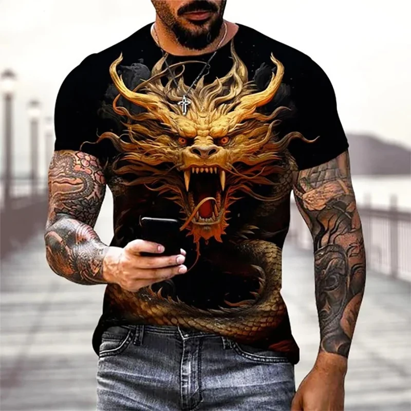 Dragon 3D Print T-Shirts Men Women Casual Fashion Streetwear Oversized Short Sleeve T Shirt Harajuku Kids Tees Tops Man Clothing