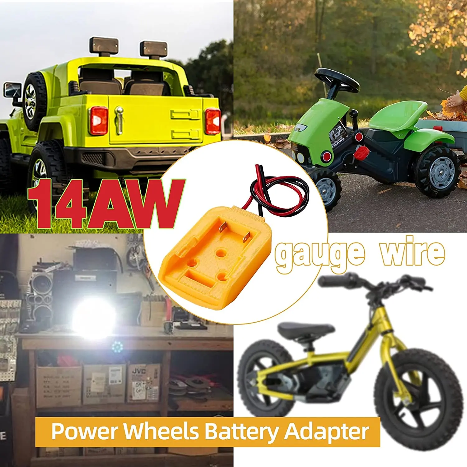 Battery DIY Adapter Power Wheel Converter For DeWalt DCB182 18V Li-ion Battery  for Rc Car, Robotics, Rc Truck 14 AWG Wires