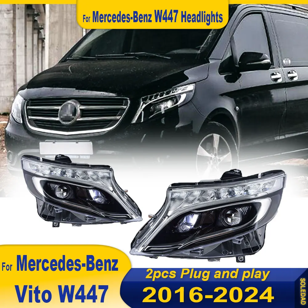 Car Styling Head Lamp for Benz Vito Headlights 2016-2024 W447 LED Headlight LED DRL Projector Lens Dynamic Auto Accessories 2pcs