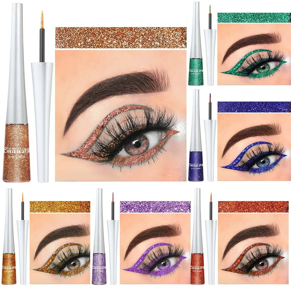 Crayon Eyeliner liquide pailmétrage nacré, diamant brillant, stylo eye-liner liquide, fard à barrage durable 16 couleurs, maquillage des yeux