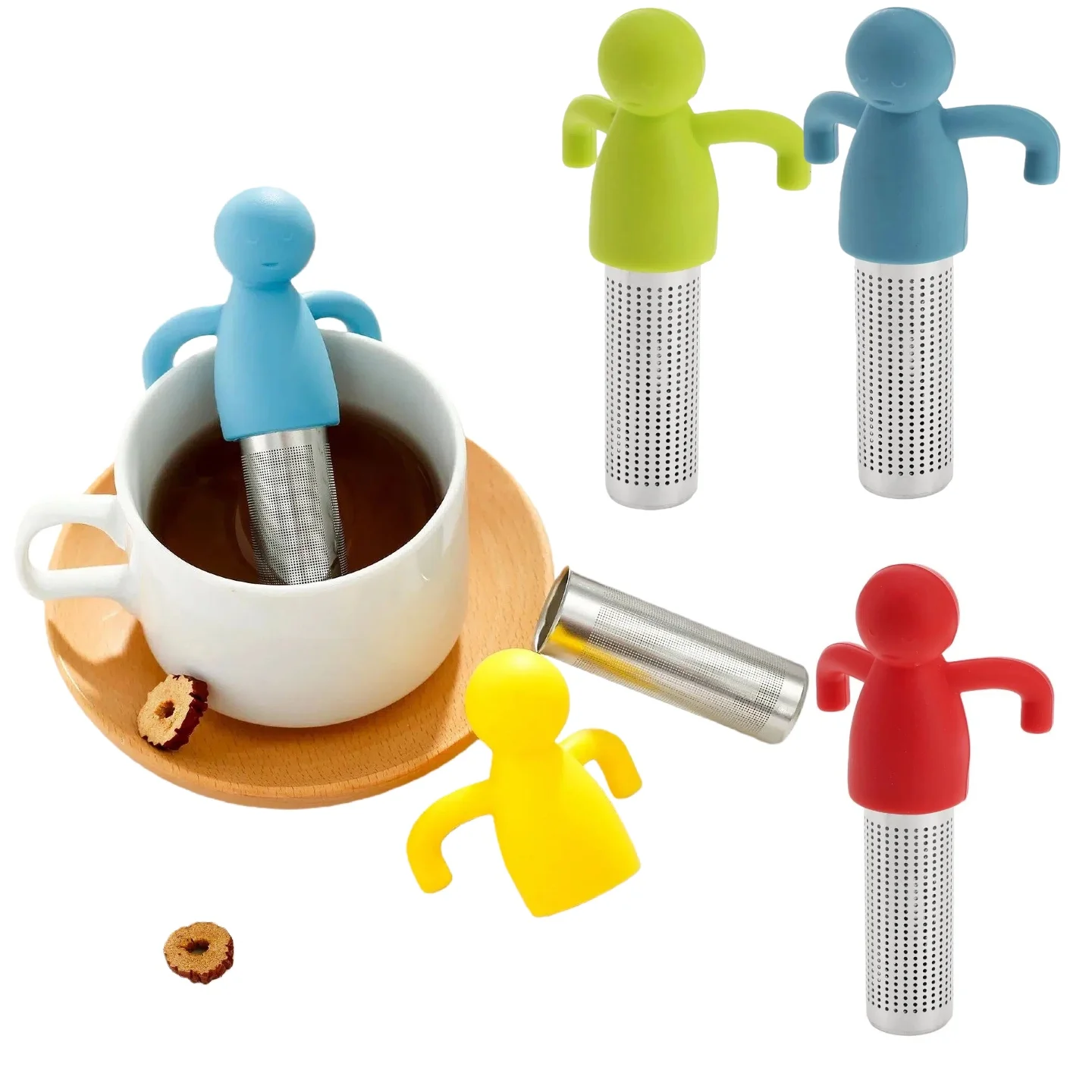 Humanoider Edelstahl-Teeinfusor Teekanne Gewürz-Teesieb für losen Tee Feines Netz Wiederverwendbarer Teefilter Teewaren-Zubehör