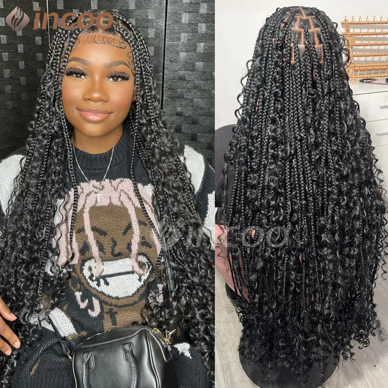 

Boho Box Braided Wigs Synthetic Full Lace Wigs For Women 32" Curly Bohemia Lace Front Braids Wig Plaits Lace Frontal Braid Wig