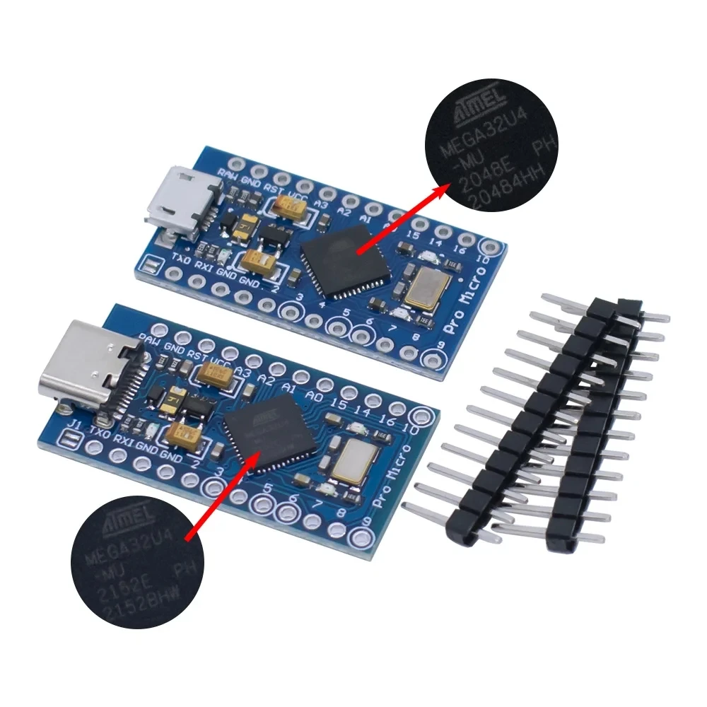 Pro Micro ATmega32U4 5V 16MHz Original Chip Replace ATmega328 For Arduino Pro Mini With 2 Row Pin Header For Leonardo UNO R3