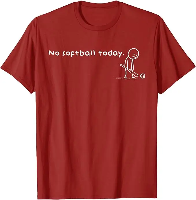 Lustiges „No Softball Today“-Humor-T-Shirt für sarkastische Meme-Sportliebhaber – Y2K-Zeichnung, Comic, verspielte Stickman-Grafik mit Spruch – T-Shirt-Kleidung – Detail 12