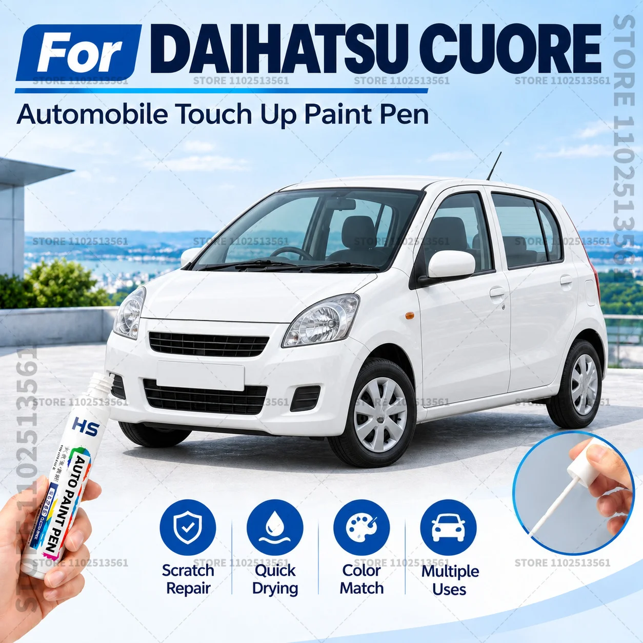 For Daihatsu Cuore Automotive Touch Up Paint Pen Scratch Repair Marker for Car Body Bumper Door Paint Restoration Accessories