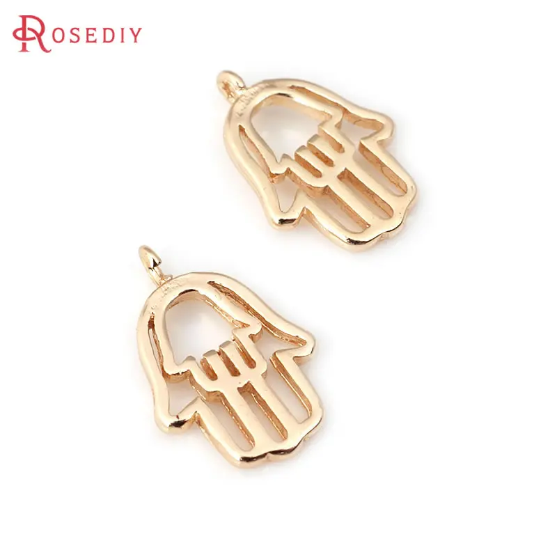 12PCS 18K Gold Color Brass Buddha Palm Hand Charms Pendants Necklace Earrings Diy Jewelry Accessories Rosediy official-website