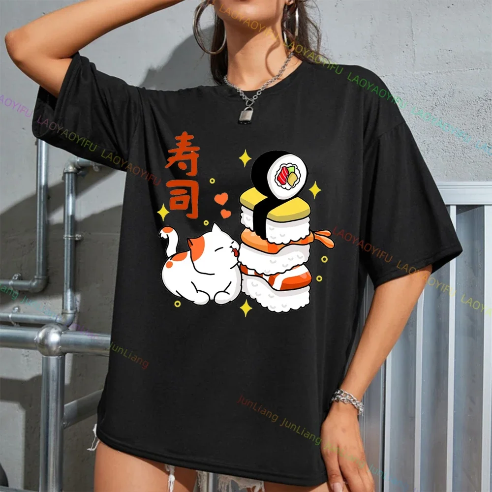 Wasa Bae Sushi and Wasabi ملابس مضحكة للنساء 100% قطن قصير الأكمام تي شيرت للرجال الملابس الجمالية Y2k بلوزة كلاسيكية #4