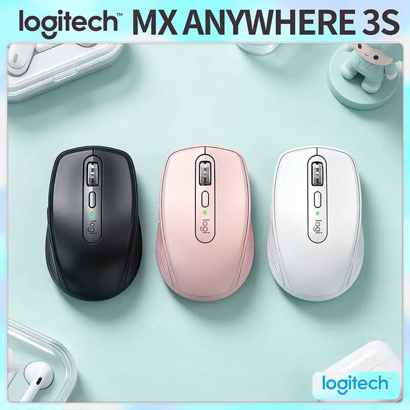 Ergonomic Logitech MX Anywhere 3S - 8K DPI, MagSpeed Wheel, Quiet Clicks, Multi-OS Support, USB-C Fast Charging Design