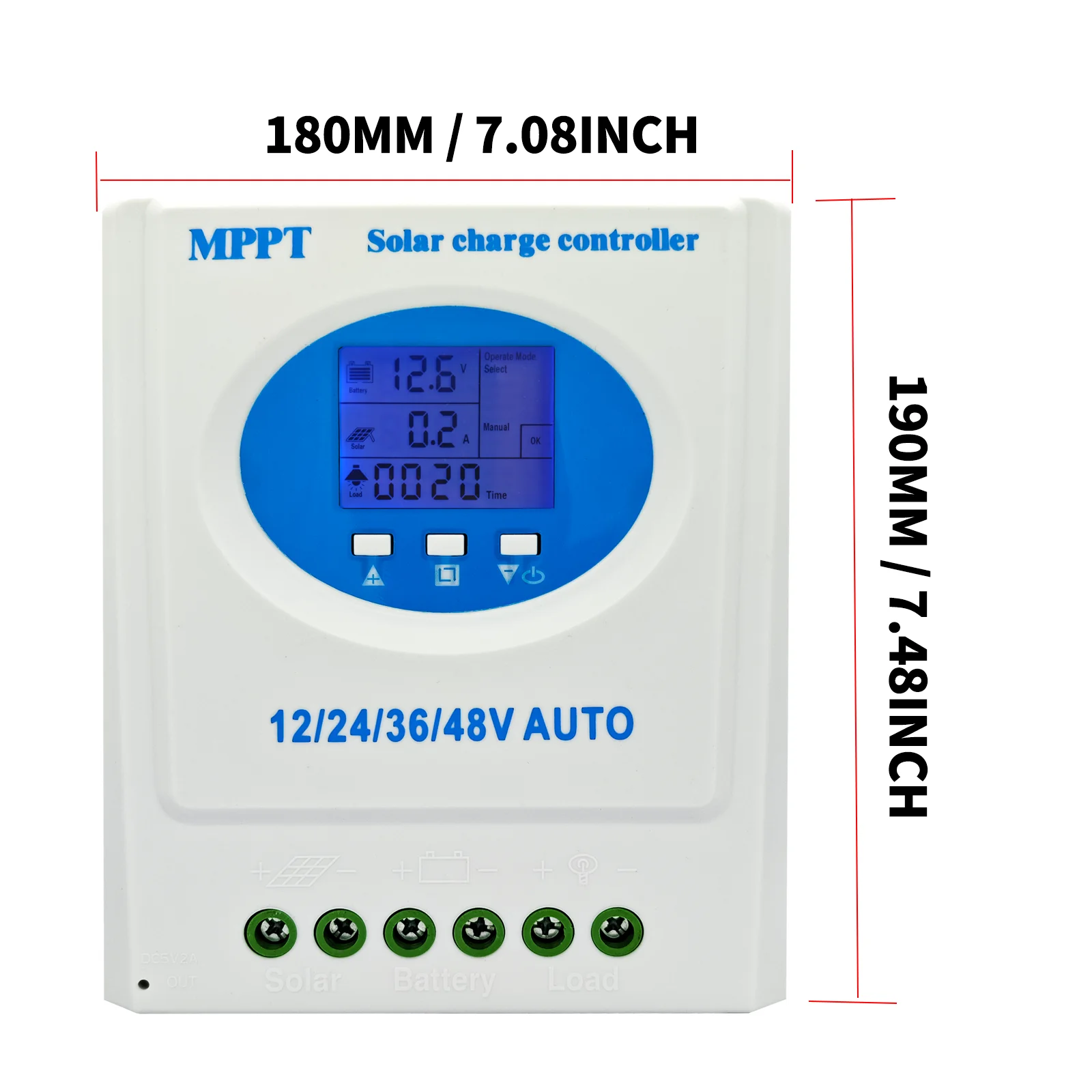 POWLSOJX MPPT Solar Controller with Real-Time LCD Monitoring, 7 Modes & Multi-Voltage Support - Safe & Reliable Power Management