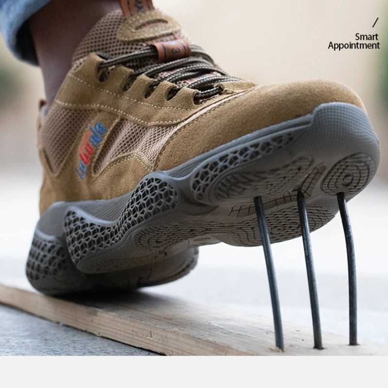 أحذية الصلب تو رجل سلامة الدورية زر الرجال أحذية رياضية مكافحة سحق المضادة للثقب أحذية أمان خفيفة الوزن تنفس الصلب تو