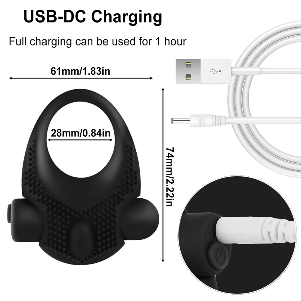 지연 사정 페니스 링, USB 충전 진동기, 실리콘 섹스 콕 링, 남성용 진동, 쾌락 향상, 10 단 속도