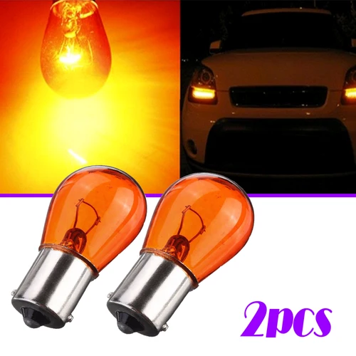 Imagen 1 del producto 2 uds Universal coche 1156 12V 21W lámparas luces de intermitentes de coche reemplazables bombillas de marcha atrás naranjas accesorios de luz automática