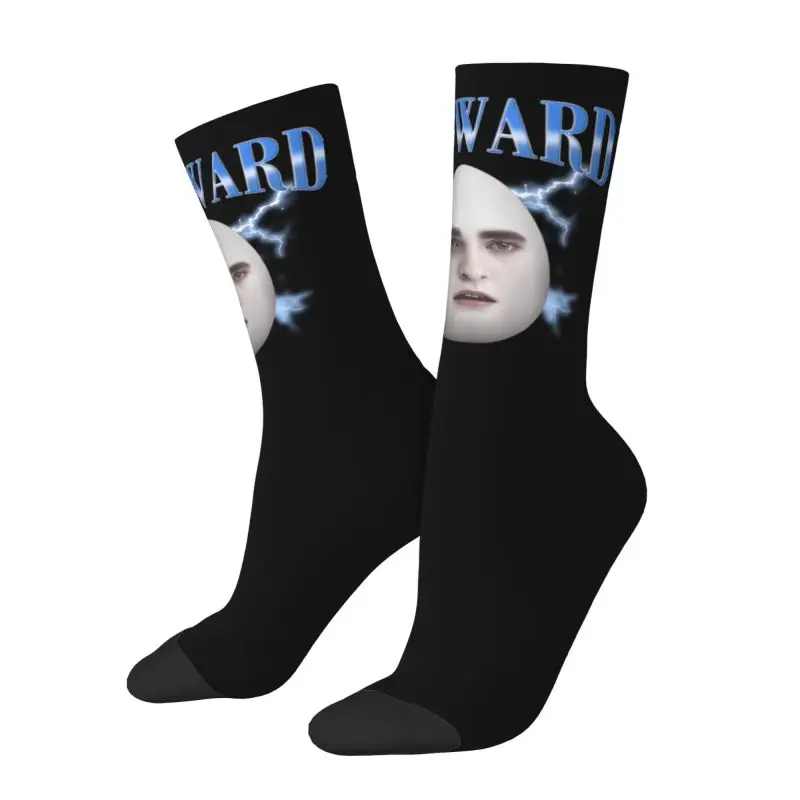 

Custom Fun Mens Funny Edward Cullen Eggward Silly Meme Dress Socks Unisex Comfortable Warm 3D Printed The Twilight Crew Socks
