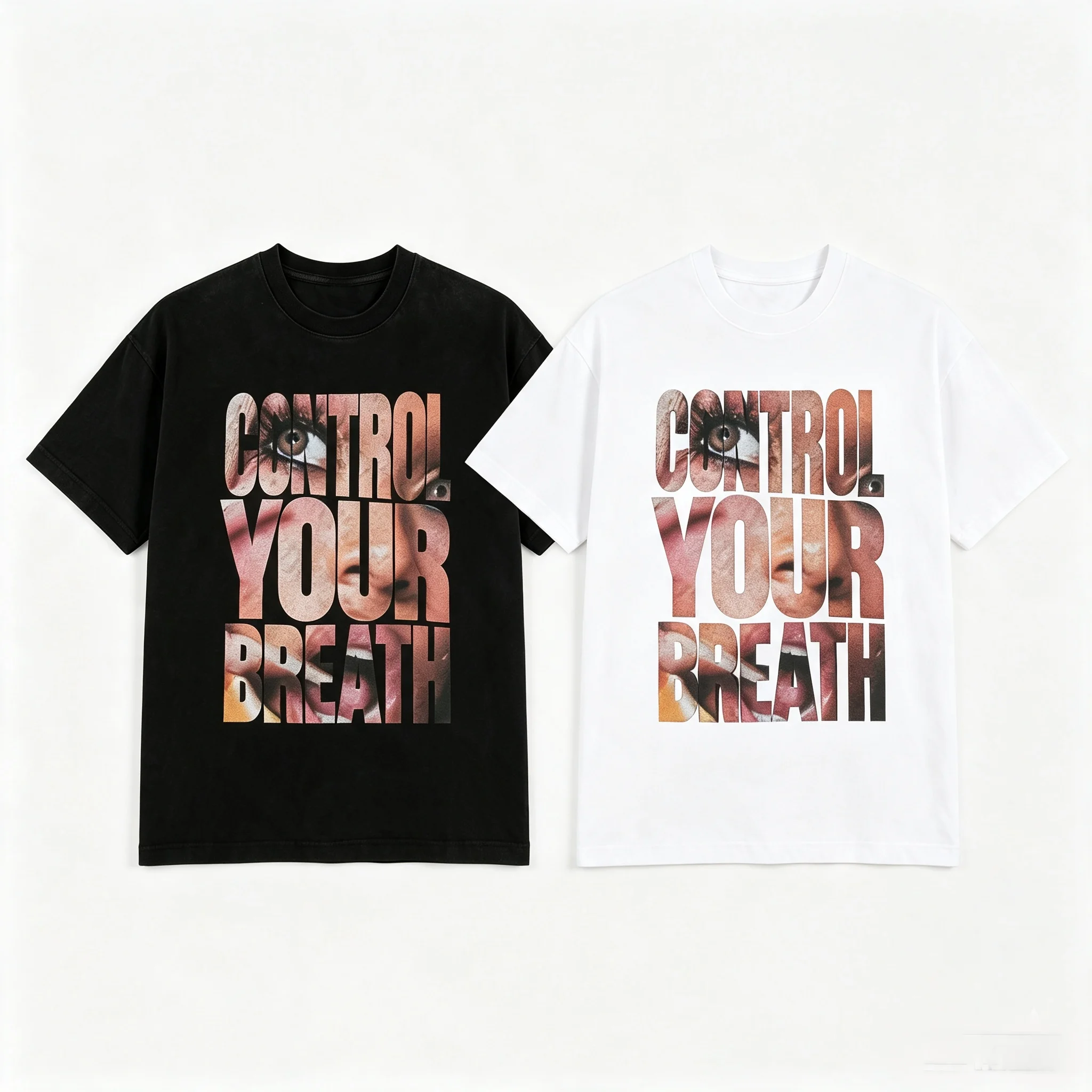 Ashion Y2K T-shirt Punk Oversized Streetwear Control Your Breath Graphic Print Tee FHigh Street Top Casual Loose T Shirts Unisex