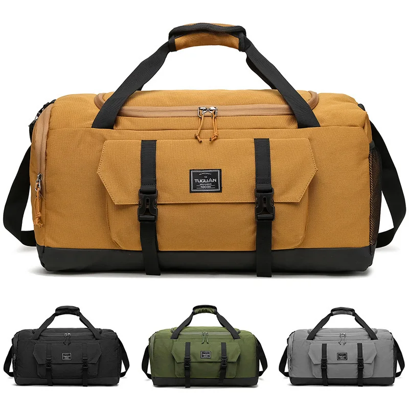 Bolsas de gimnasio de lona de estilo británico, bolsa de Yoga impermeable, bolso deportivo y mochila de viaje de fin de semana con compartimento