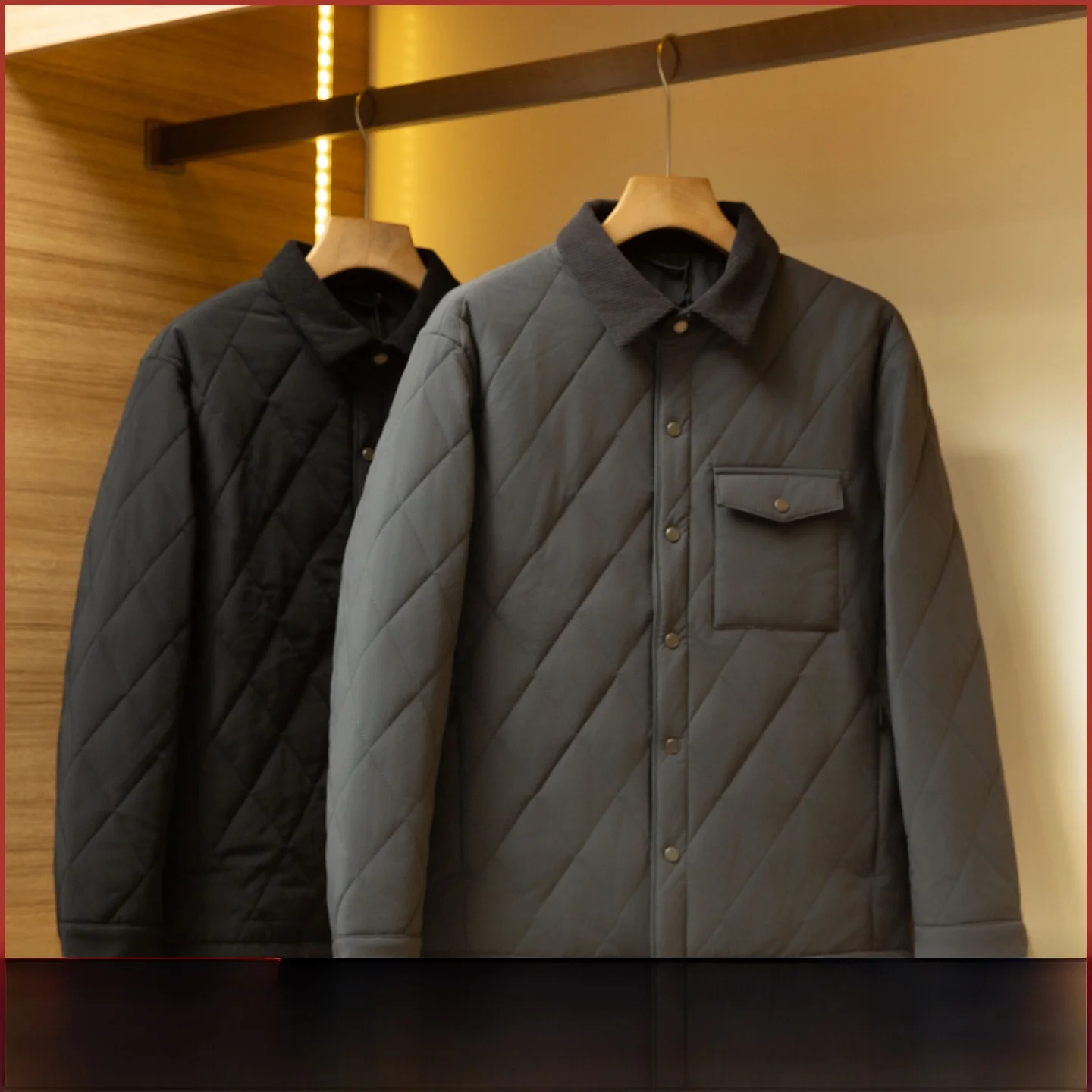 Мужская повседневная хлопковая куртка с ромбовидным узором American Sle для улицы, теплая, универсальная, с длинным откидным воротником из полиэстера