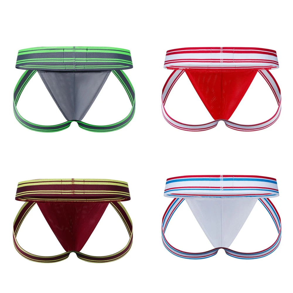 

Jockmail мужские стринги в полоску с низкой талией, нижнее белье, мужские нейлоновые сетчатые сексуальные трусики, 4 шт., нижнее белье, мужские модные стринги