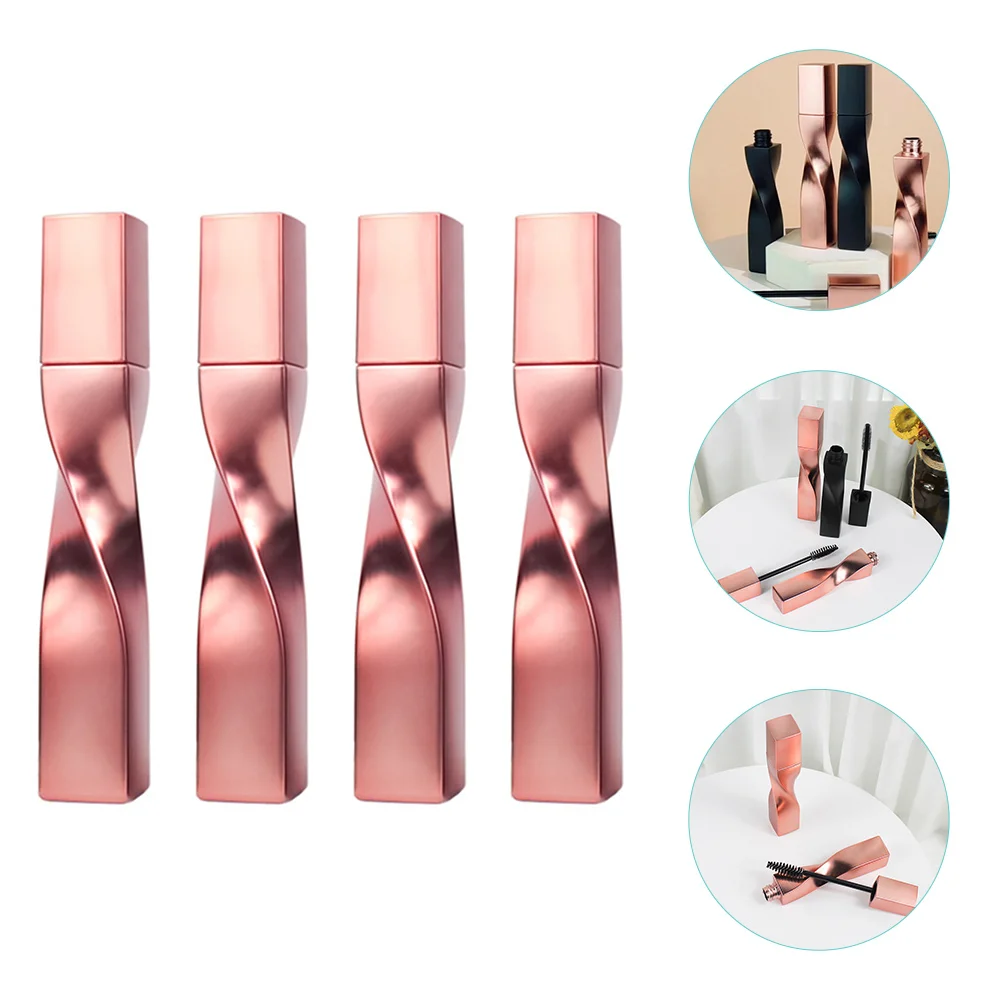 4 Pcs Mascara Applicator Eyelash Brush Empty Tube Volume Wands Rose Gold Plastic