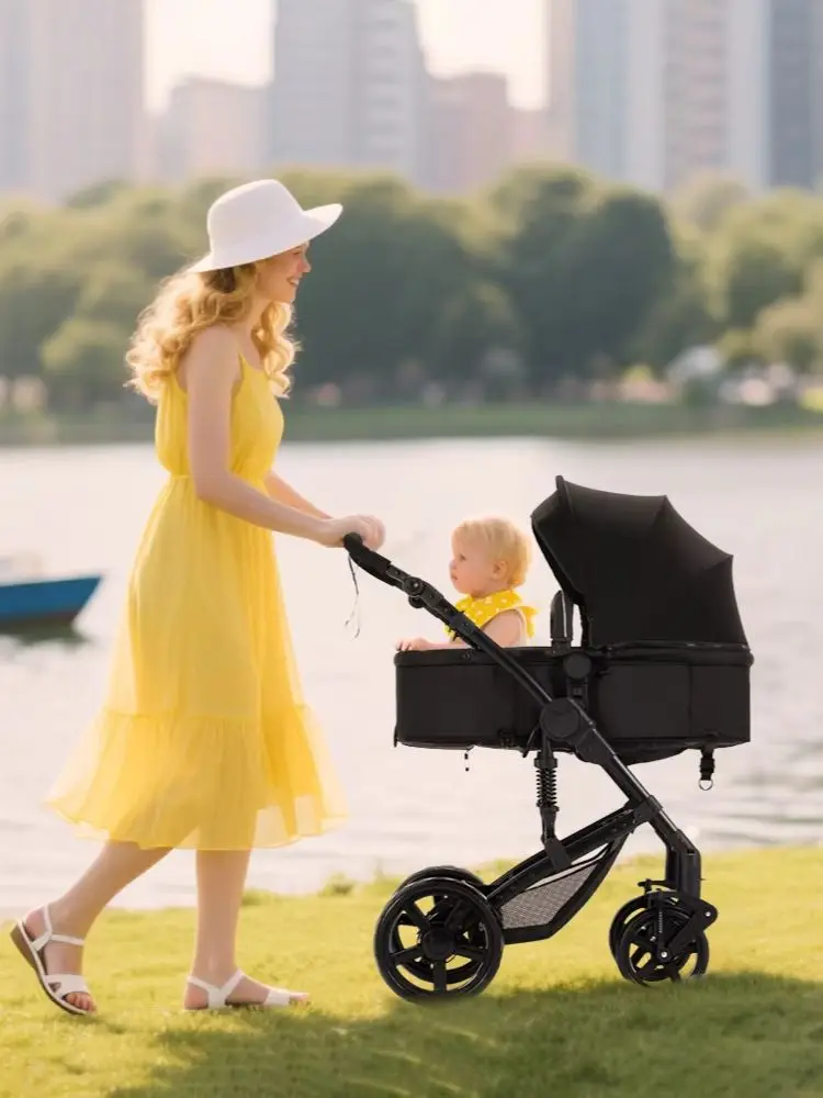 Luxus-Kinderwagen 3-in-1 mit Autositz Baby-Reisesystem Leichter Kinderwagen Einfach zu Faltender Buggy für Neugeborene Babykutsche