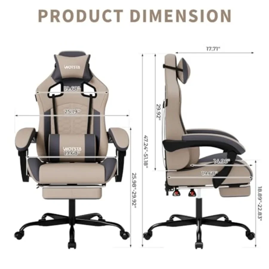 Gaming Chair with Massage, Ergonomic PC Gaming Chair with Footrest, Comfortable Headrest and Lumbar Support, High Back, 300LBS,