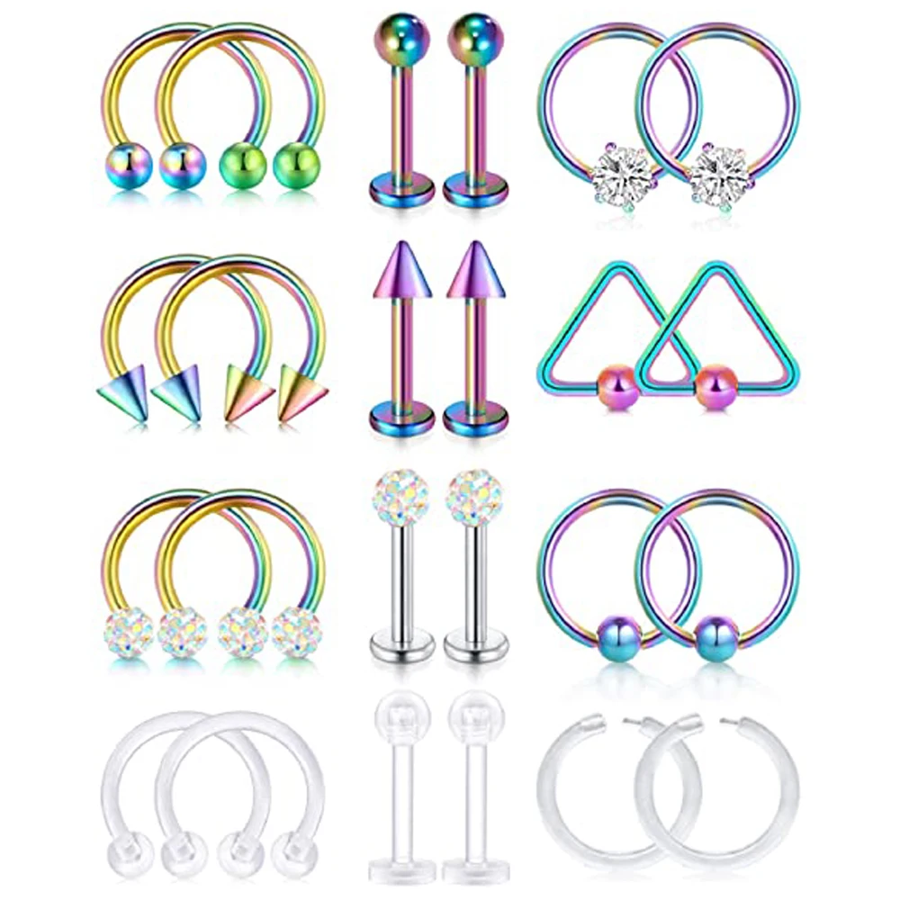 Earring Stainless Steel Horseshoe Barbell Plastic Labret Lip Rings Tragus Helix Rook Cartilage Earrings Medusa Piercing Jewelry