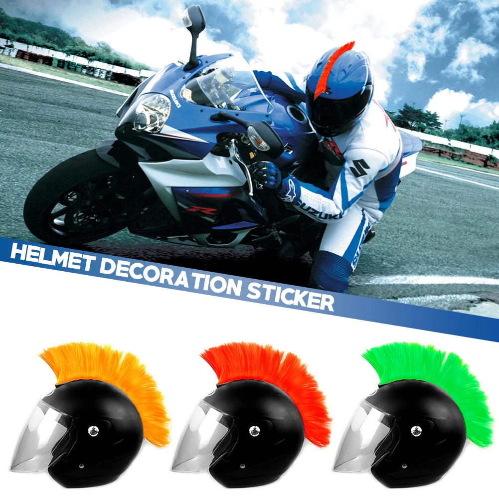 

New Helmet Wig Cuttable Helmet Decorations Wigs Cockscomb Motocross Full Face Off Road Helmet Decoration Hair Sticker Paste