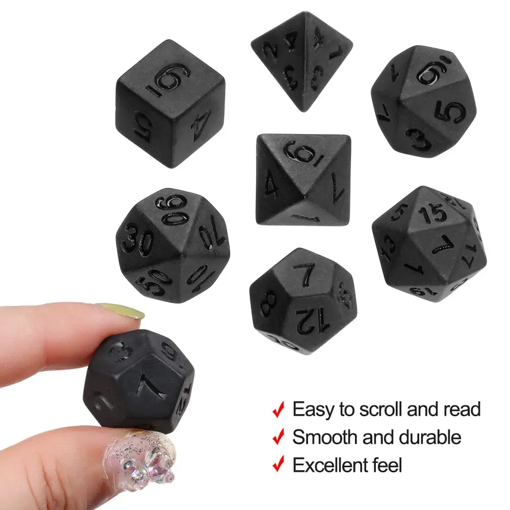 7pcs/set Gifts Multifaceted For TRPG DND Leisure Entertainment Toys Board Game Game Accessory Black Dice Set