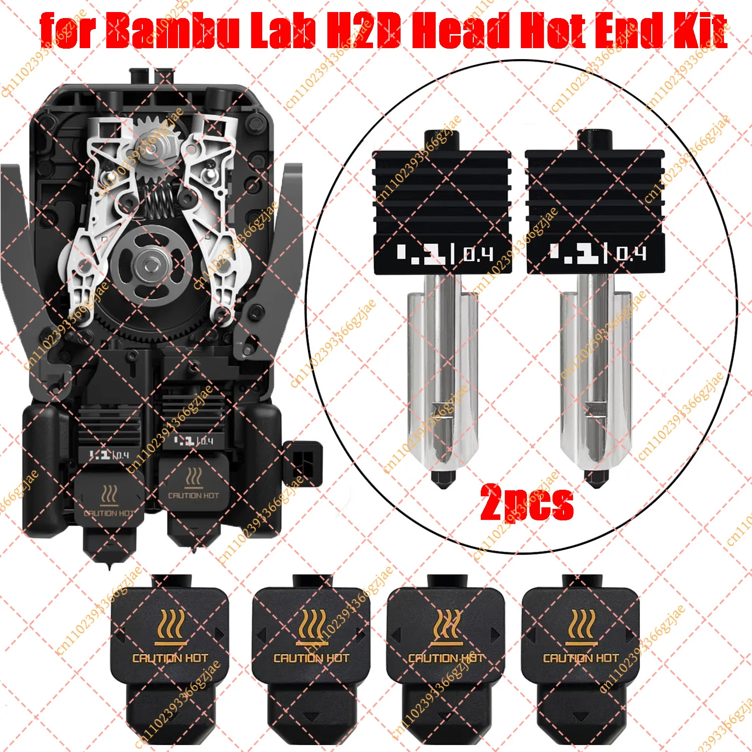 0.2 0.4 0.6 0.8mm Hotend Nozzle Kit for Bambu Lab H2D Combo AM2 Pro AMS HT, Replacement 3D Printer Accessory