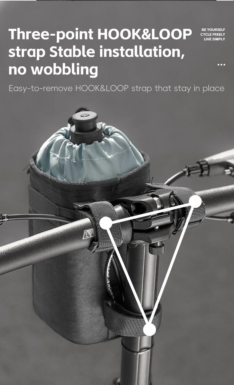 WEST BIKING Isolierte Fahrradflaschentasche Wasserabweisende Lenkertasche mit Seitentasche MTB Rennrad Aufbewahrungsorganizer – Detail 8