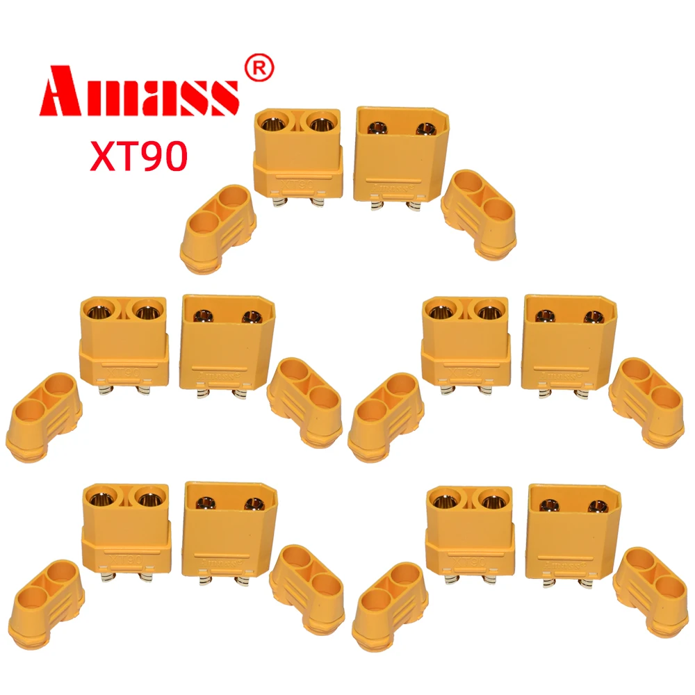 Amass-conector XT90 de 10 piezas, 5 pares, enchufe XT90H, 4,5mm, adaptador banana macho hembra para batería Lipo de coche y Dron teledirigido