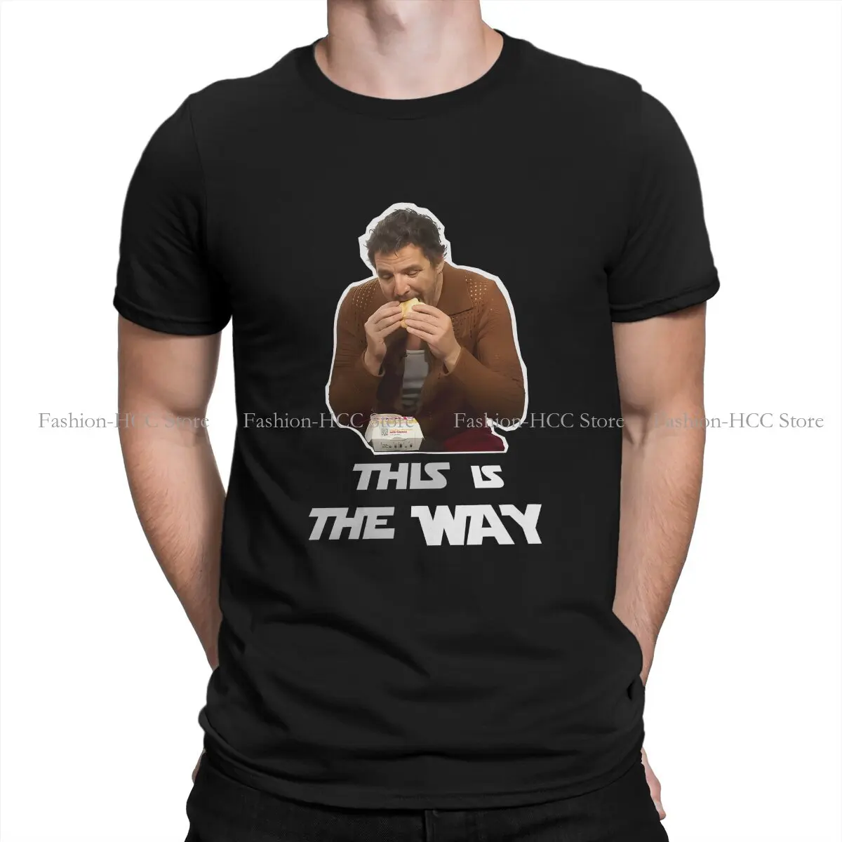 Pedro Pascal American Actors TShirts This is the Way Eating Empanada Distinctive Men's T Shirt Funny Clothing