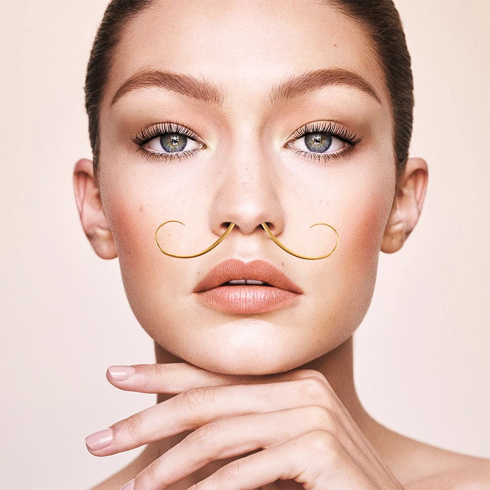 

3Pcs Nasal Studs Septum Ring Set Thin Nose Rings for Men Women Funny Mustache Design Small Septum Spike Easy to Wear Daily Use
